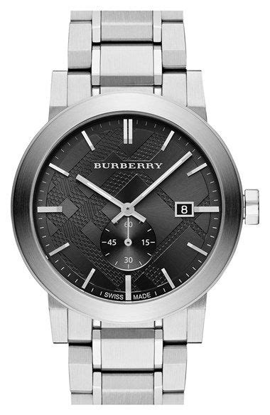 burberry men's check stamped bracelet watch 42mm|Burberry Men's Sub.